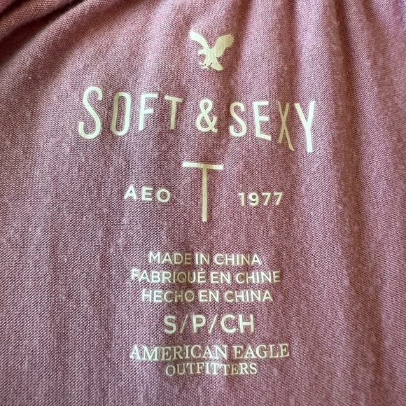 2/$30 American Eagle Outfitters Soft an Sexy Pink Smocked Flutter Sleeve Top - Picture 7 of 8